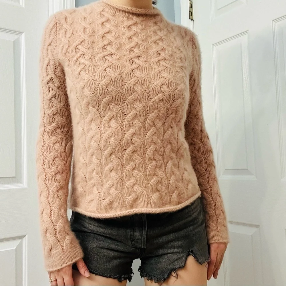 Tory Burch Sweater Cashmere Pink Knit Fall Minimalist Dainty Size Extra Small